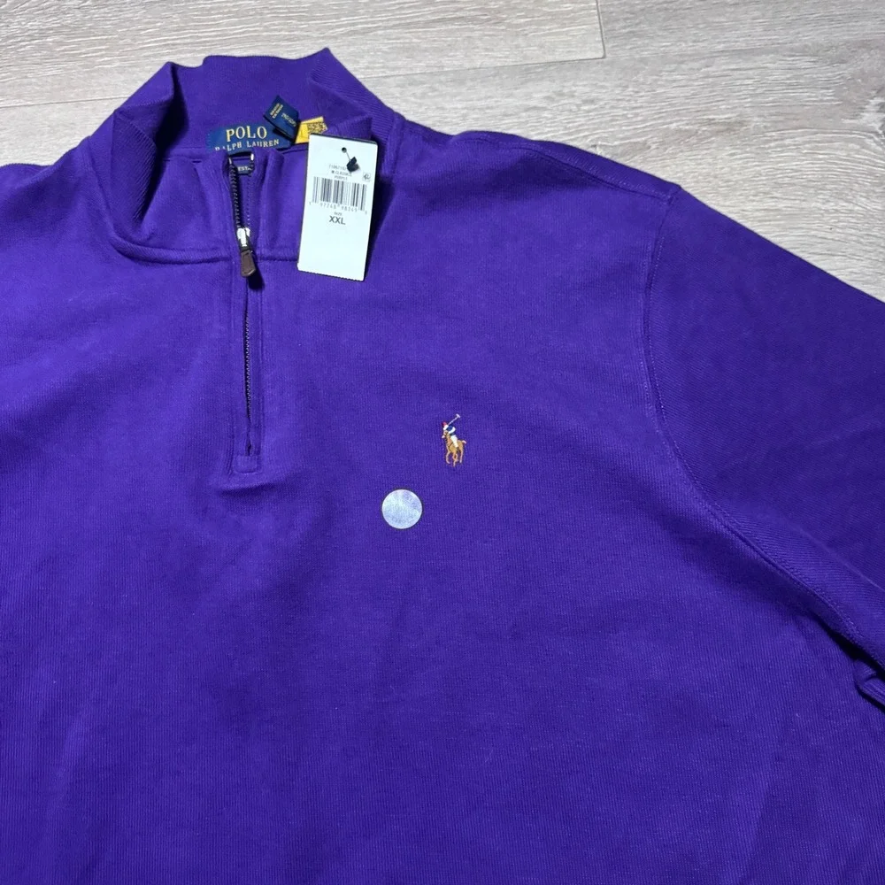 Polo Ralph Lauren Estate Rib Mens XXL Purple Quarter Zip Pullover XXlarge NWT